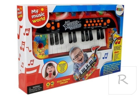 Keyboard Pianinko 24 Klawisze USB Mikrofon Czerwony