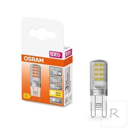 Osram Parathom Przezroczysta kapsułka LED 30 bez przyciemniania 2,6W/827 Żarówka G9 Osram Parathom Przezroczysta kapsułka LED G9