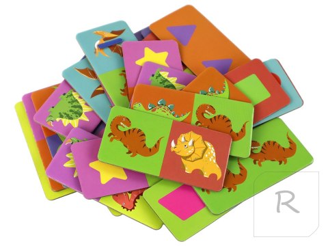 Gra Logiczna Puzzle Dwustronne Domino Dinozaury 10cm x 5cm 28 El.