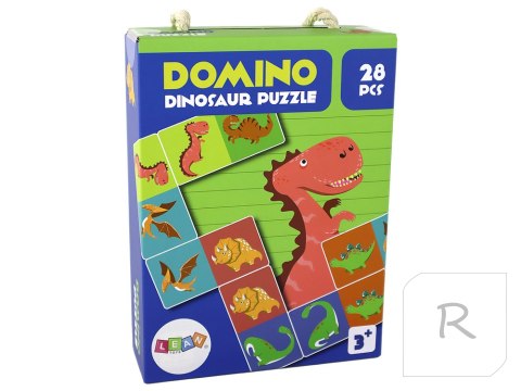 Gra Logiczna Puzzle Dwustronne Domino Dinozaury 10cm x 5cm 28 El.