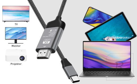 KABEL ADAPTER USB-C TYP C DO HDMI 4K 2m