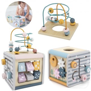 Viga PolarB Activity Box Drewniane Edukacyjne Centrum Gier 5w1 kostka