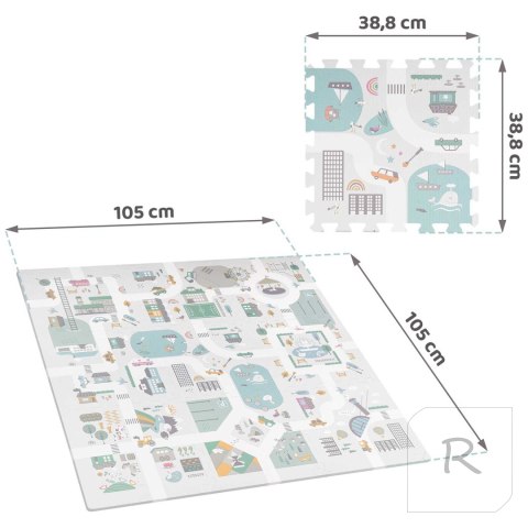 Mata piankowa puzzle 105x105cm + piankowe figurki Nukido Town