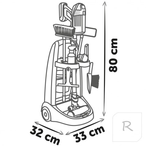 Smoby - Wózek do sprzątania z odkurzaczem Rowenta z dźwiękiem + 10 akcesoriów