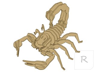 Drewniane Puzzle Przestrzenne 3D Skorpion Składanka Edukacyjna 35 Elementów