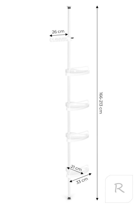Półka regał łazienkowa narożna teleskopowa 4 półki wieszak