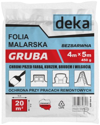 FOLIA MALARSKA GRUBA BEZBARWNA 4*5M 450G DEKA