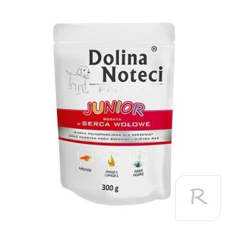 Dolina Noteci Premium JUNIOR bogata w serca wołowe saszetka 300 g