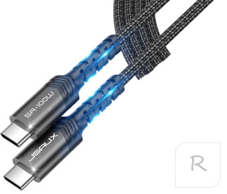 KABEL USB C USB C 2Metry 100W 5A QC OPLOT PREMIUM 480 Mb/s Czarny JSAUX