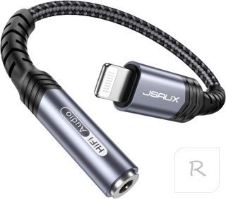 PRZEJŚCIÓWKA ADAPTER MINI JACK 3,5MM KABEL DO IPHONE LIGHTNING SZARY JSAUX