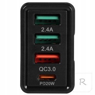 SZYBKA ŁADOWARKA SIECIOWA 3x USB USB-C QC 3A PD 32W