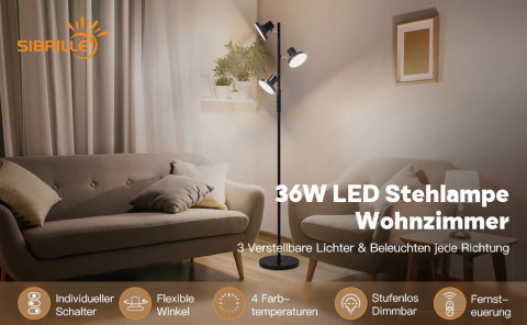 LED LAMPA Stojąca Podłogowa Ściemnianie | NOWOCZESNA | ELEGANCKA | PILOT