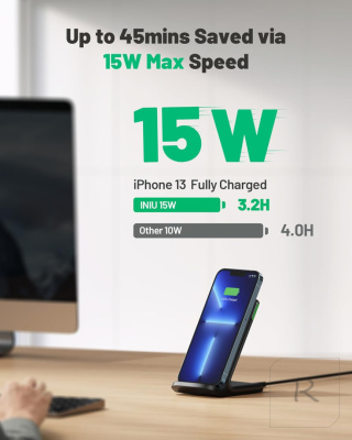 SZYBKA ŁADOWARKA INDUKCYJNA BEZPRZEWODOWA 15W QI FAST CHARGE USB-C