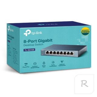 TP-LINK Switch TL-SG108 Unmanaged, Desktop, 1 Gbps (RJ-45) ports quantity 8, Power supply type External