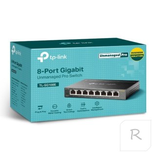 TP-LINK Switch TL-SG108E Web Management, Desktop, 1 Gbps (RJ-45) ports quantity 8, Power supply type External