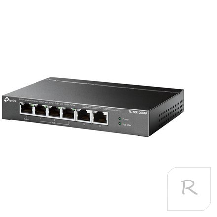 TP-LINK | 6-portowy przełącznik Gigabit z 3-portami PoE+ i 1-portem PoE++ | TL-SG1006PP | Niezarządzane | Pulpit