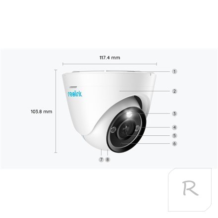 Kamera IP Reolink 4K z kolorowym noktowizorem P434 Dome 8 MP 2,8-8 mm/F1.6 IP66 H.265 MicroSD, max. 256 GB