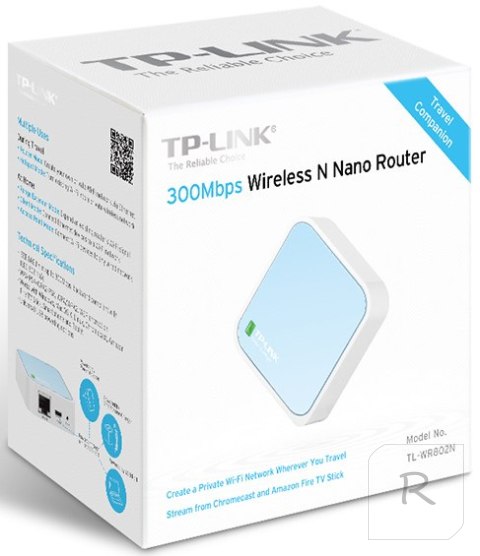 TP-Link TL-WR802N Wireless N300 Nano Router 1xWAN/LAN, 1xMicro USB