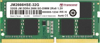 Pamięć TRANSCEND (SODIMM\DDR4\32 GB\2666MHz\1.2V\19 CL\Single)