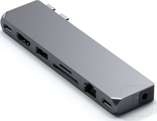 Satechi Pro Hub max - aluminiowy Hub z podwójnym USB-C do MacBook (2x USB-C, USB-A, 4K HDMI, czytnik kart micro/SD, Ethernet, ja