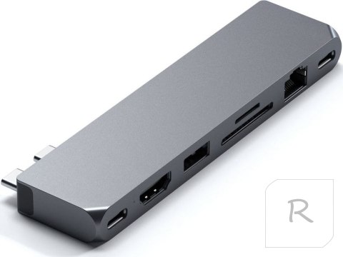 Satechi Pro Hub max - aluminiowy Hub z podwójnym USB-C do MacBook (2x USB-C, USB-A, 4K HDMI, czytnik kart micro/SD, Ethernet, ja