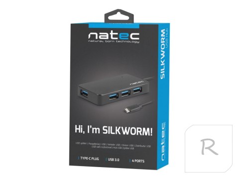 Koncentrator USB 4 porty Silkworm USB 3.0 czarny USB-C