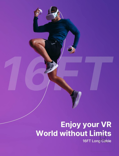 JSAUX KABEL 5M DO META OCULUS QUEST 3 2 1 PRO USB-C KĄTOWY USB-A CD0044