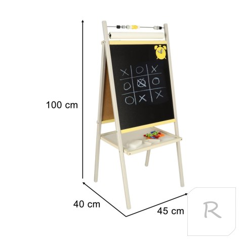 Tablica suchościeralna kredowa dwustronna z liczydłem półką szaropopielaty 45 x 40 x 100 cm