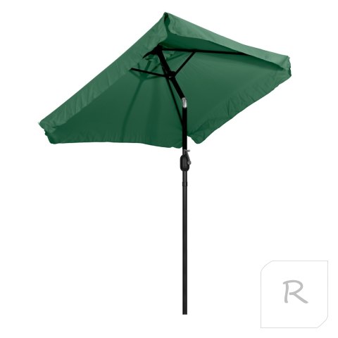 Prostokątny duży parasol ogrodowy skośny łamany z korbą zielony 200 x 140 cm