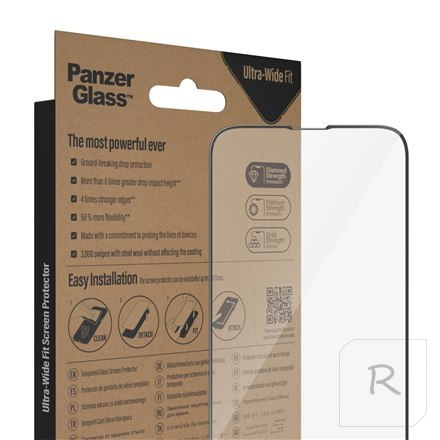 PanzerGlass | Screen protector - glass | Apple iPhone 13, 13 Pro, 14 | Polyethylene terephthalate (PET) | Black | Transparent