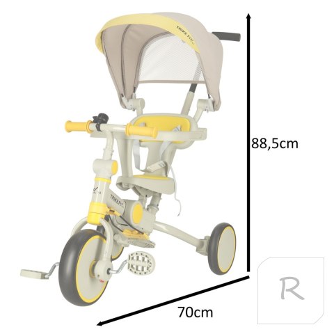 Rowerek trójkołowy TRIKE FIX V4 żółto-szary z daszkiem