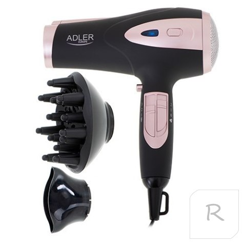 Adler | Hair Dryer | AD 2248b ION | 2200 W | Number of temperature settings 3 | Ionic function | Diffuser nozzle | Black/Pink