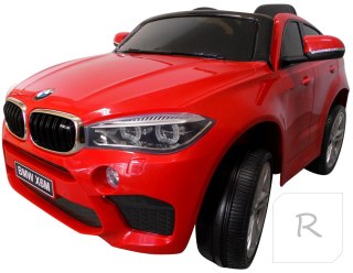 BMW X6M czerwony Miękkie koła Eva, miękki fotelik Licencja