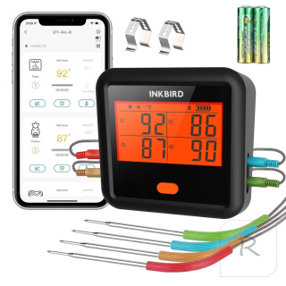 INKBIRD IDT-34C-B TERMOMETR DO MIĘSA 4 SONDY GRILL WĘDZENIE BEZPRZEWODOWY