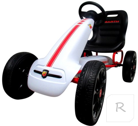 Gokart ABARTH BIAŁY, piankowe koła EVA, hamulec ręczny, licencja