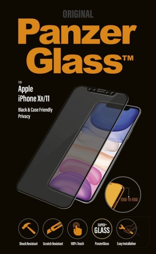 PanzerGlass | Screen protector - glass - with privacy filter | Apple iPhone 11, XR | Tempered glass | Black | Transparent