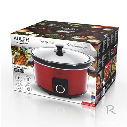 Adler | AD 6413r | Slow cooker | 290 W | 5.8 L | Number of programs 3 | Red