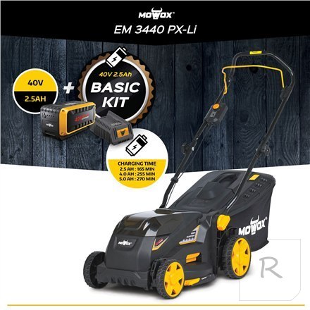 MoWox | 40V Comfort Series Cordless Lawnmower | EM 3440 PX-Li | Mowing Area 200 m²