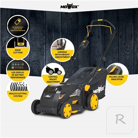 MoWox | 40V Comfort Series Cordless Lawnmower | EM 3440 PX-Li | Mowing Area 200 m²