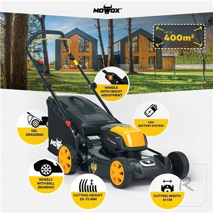 MoWox | 40V Comfort Series Cordless Lawnmower | EM 4140 PX-Li | Mowing Area 400 m²