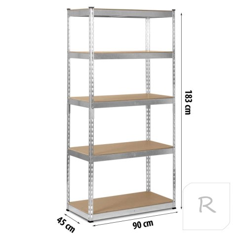 Regał metalowy magazynowy 183 x 90 x 45 cm Humberg HR-700 srebrny