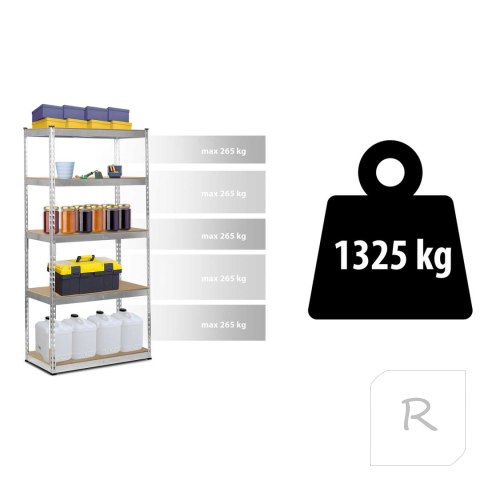 Regał metalowy magazynowy 183 x 90 x 45 cm Humberg HR-700 srebrny