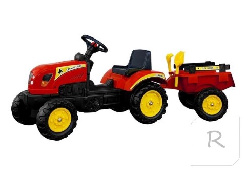 Traktor Branson z Przyczepą czerwony Pedały 135 cm