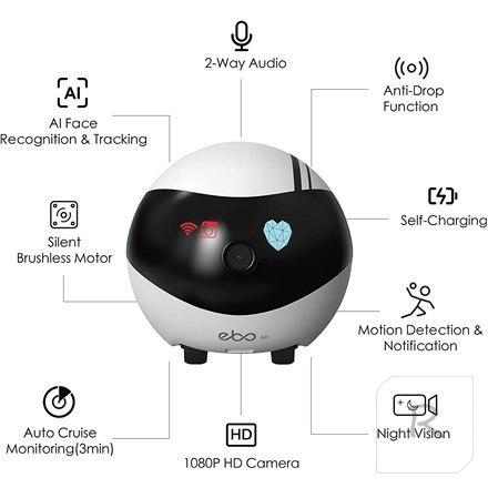 Enabot | EBO AIR | Robot IP Camera | Compact | N/A MP | N/A | 16GB external memory, support 256GB at maximum | White