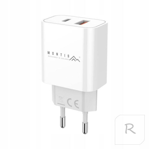 ŁADOWARKA SIECIOWA DO TELEFONU USB A + USB C 20W MOCNA SZYBKA 3A PD QC 3.0