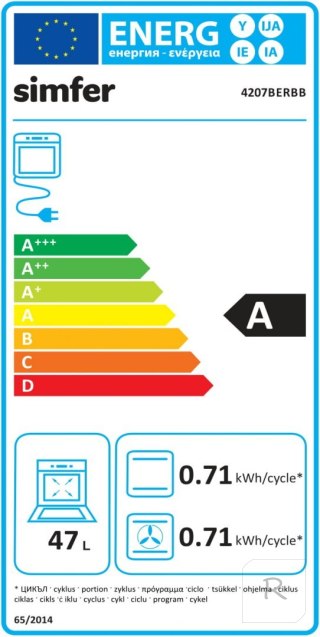 Simfer | 4207BERBB | Oven | 47 L | Multifunctional | Manual | Pop-up knobs | Width 45 cm | White