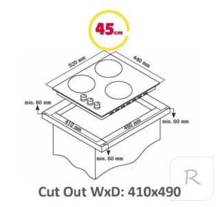 Simfer | H4.305.HGSSP | Hob | Gas on glass | Number of burners/cooking zones 3 | Rotary knobs | Black