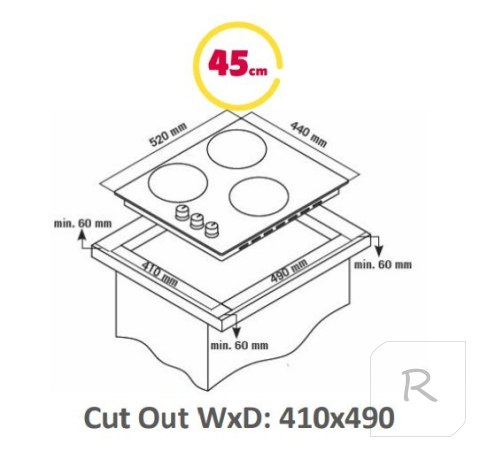 Simfer | H4.305.HGSSP | Hob | Gas on glass | Number of burners/cooking zones 3 | Rotary knobs | Black