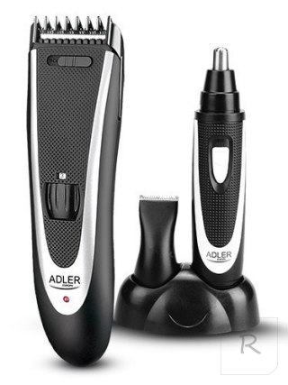 Adler AD 2822 Hair clipper + trimmer, 18 hair clipping lengths, Thinning out function, Stainless steel blades, Black