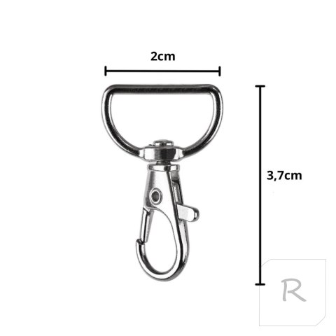 Karabińczyk metalowy rybka 2 mm 500 szt.